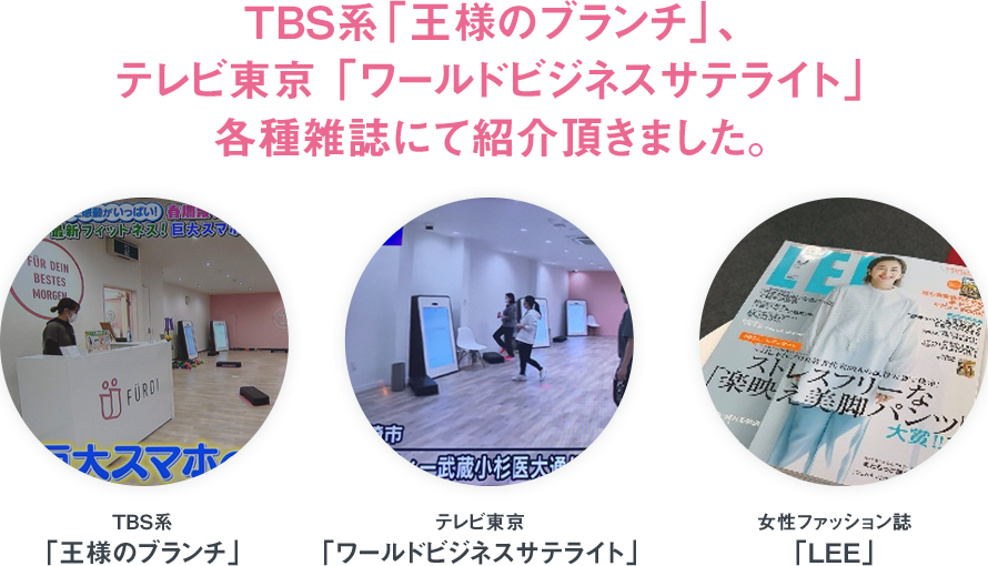 TBS系「王様のブランチ」、テレビ東京「ワールドビジネスサテライト」、各種雑誌にて紹介頂きました。
